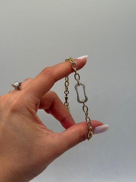 Orta Taşlı Oval Form Zirkon Detaylı Xuping VIP Çelik 14K Altın Renk Kadın Bileklik