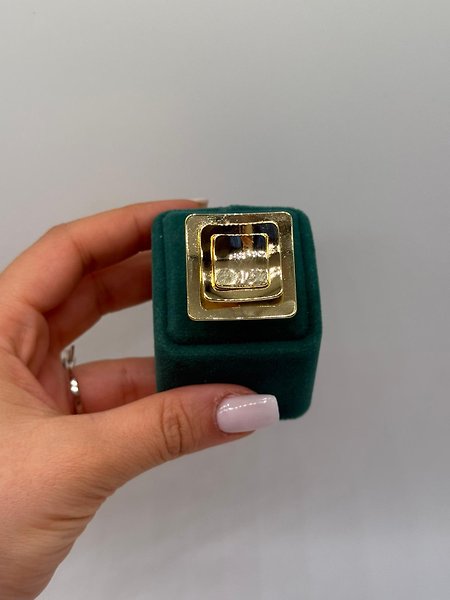 Katmanlı Kare Gold Yüzük