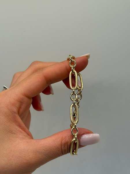 Oval Halkalı Klasik Xuping VIP Çelik 14K Altın Renk Kadın Bileklik