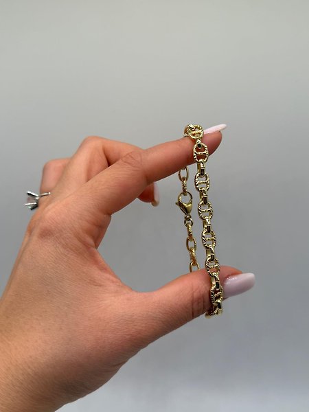 XUPİNG Dokulu Oval Halkalı Gold VIP Çelik Bileklik