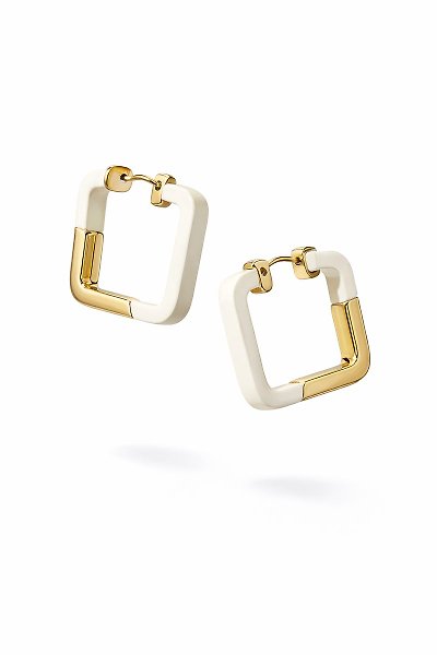 Beyaz & Gold Geometrik Halka Küpe