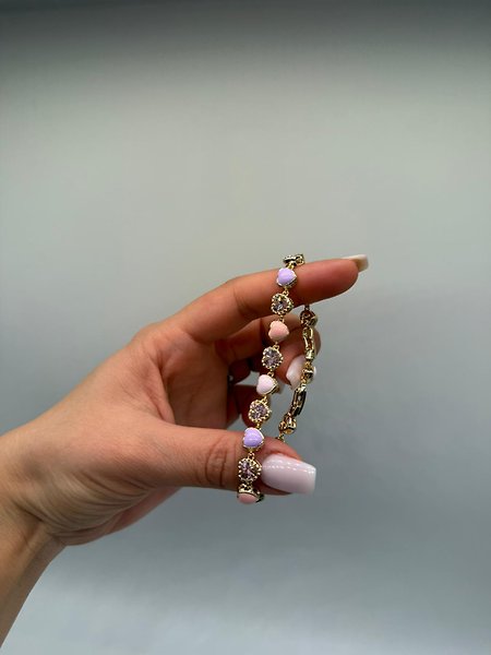 XUPİNG Pastel Taşlı Zirkon Detay VIP Çelik Bileklik – 14K Altın Renk