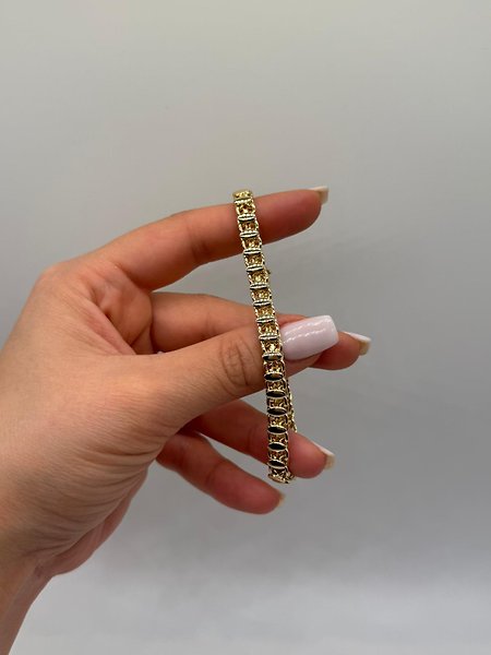 Xuping VIP Çelik 14K Altın Renk Sık Dokulu Zincir Kadın Bileklik