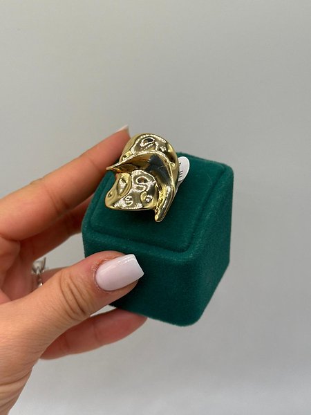 Sanatsal Dalga Formlu Gold Yüzük