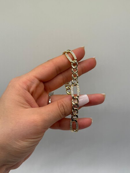 Zirkon Detaylı Xuping VIP Çelik 14K Altın Renk Zincir Kadın Bileklik