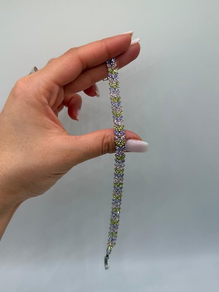 Xuping Gümüş Renk Çok Taşlı Yaprak Desen Bileklik