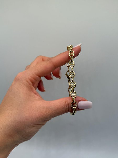 XUPİNG Dokulu Oval Halkalı Gold VIP Çelik Bileklik