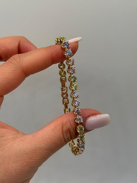 Tek Sıra Yuvarlak Zirkon Taşlı Xuping VIP Çelik 14K Altın Renk Kadın Bileklik