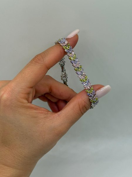 Xuping Gümüş Renk Çok Taşlı Yaprak Desen Bileklik
