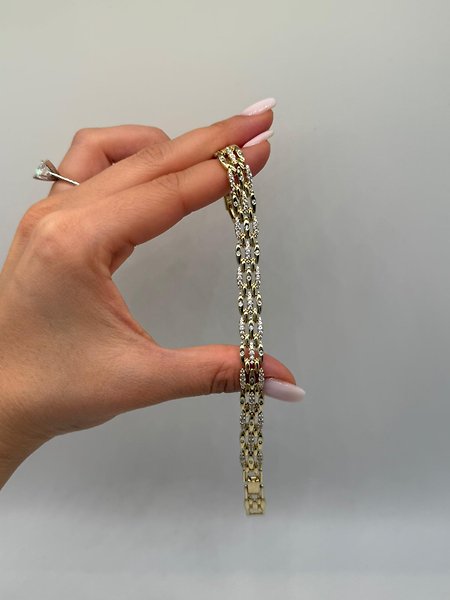 Çok Sıralı Zirkon Detaylı Xuping VIP Çelik 14K Altın Renk Kadın Bileklik