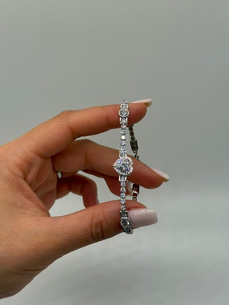 XUPİNG Orta Taşlı Zirkon VIP Çelik Bileklik – Gümüş Renk